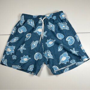 Trunks Surf & Swim Co Kids Seashell Pattern Swim Trunks Blue White S/P